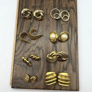 Gold Tone Earrings 8 pair Earrings Wearable Earrings Pierced Earrings